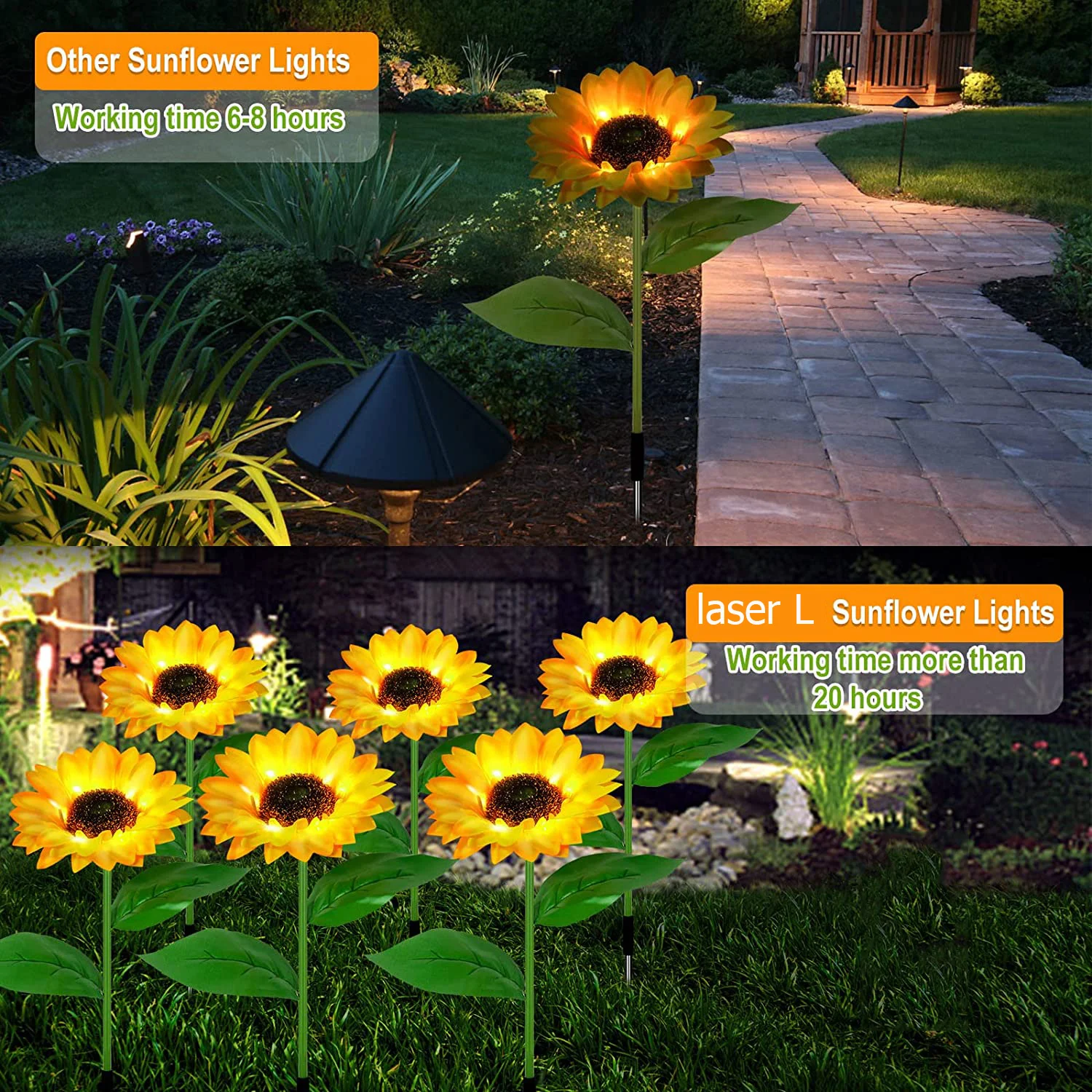 10 Pack Outdoor Solar Sunflower Lights Garden Decor Waterproof Decorative Garden Stakes Christmas Patio Yard Pathway Wedding