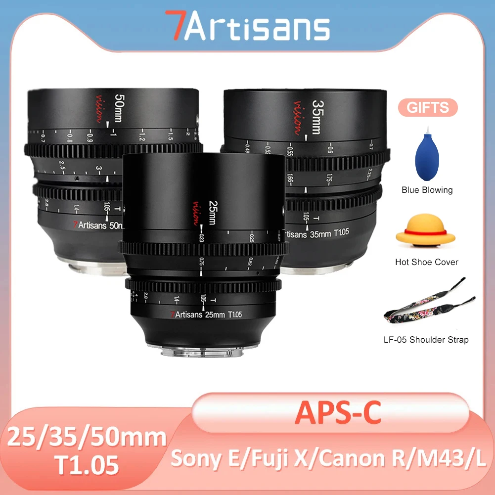 7 Artigiani Cine Lens Aps-C Messa A Fuoco Manuale 25 35 50Mm T1.05 Per Fujifilm Xf Sony E M43 Canon Rf Sigma L Panasonic L Leica L Cl Tl
