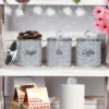 Crystal Coffee Sugar Tea Canister Set 3PCS Glass Crushed Diamonds Storage Container Set with Label & Lid Kitchen Decorative Jars 5