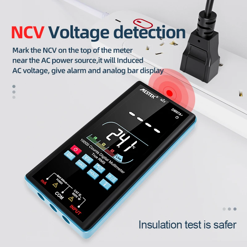 

Digital Multimeter LCD Color Display AC DC Voltage Current Capacitance Ohm Diode Multimetro NCV Hz Live wire Tester Multimeter