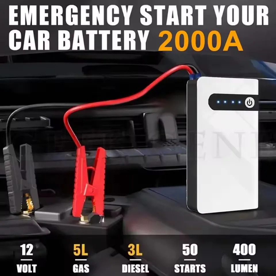 2000A Car Jump Starter Power 44.4W Power Bank Car Battery Booster Charger Starting Device Auto Emergency Start-up Lighting car jump starter jump starter