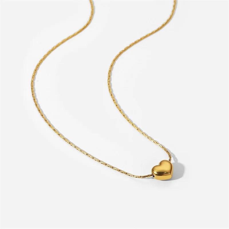 delivery Heart chain necklace ネックレス Stainless Steel Chain Necklace Heart Shaped Metal Pendant