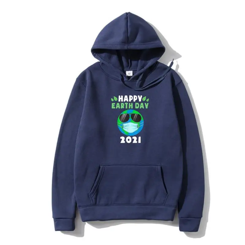 

Happy Earth Day 2021 Funny Earth Wearing Mask Toddler Pullover Classic Cool Outerwear Hoody Cotton Hoody For Men Customized
