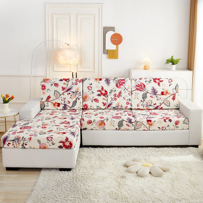 new floral printed stretch sofa seat cushion cover backrest cover protector for couch sofa cover L shape chaselong slipcovers 5