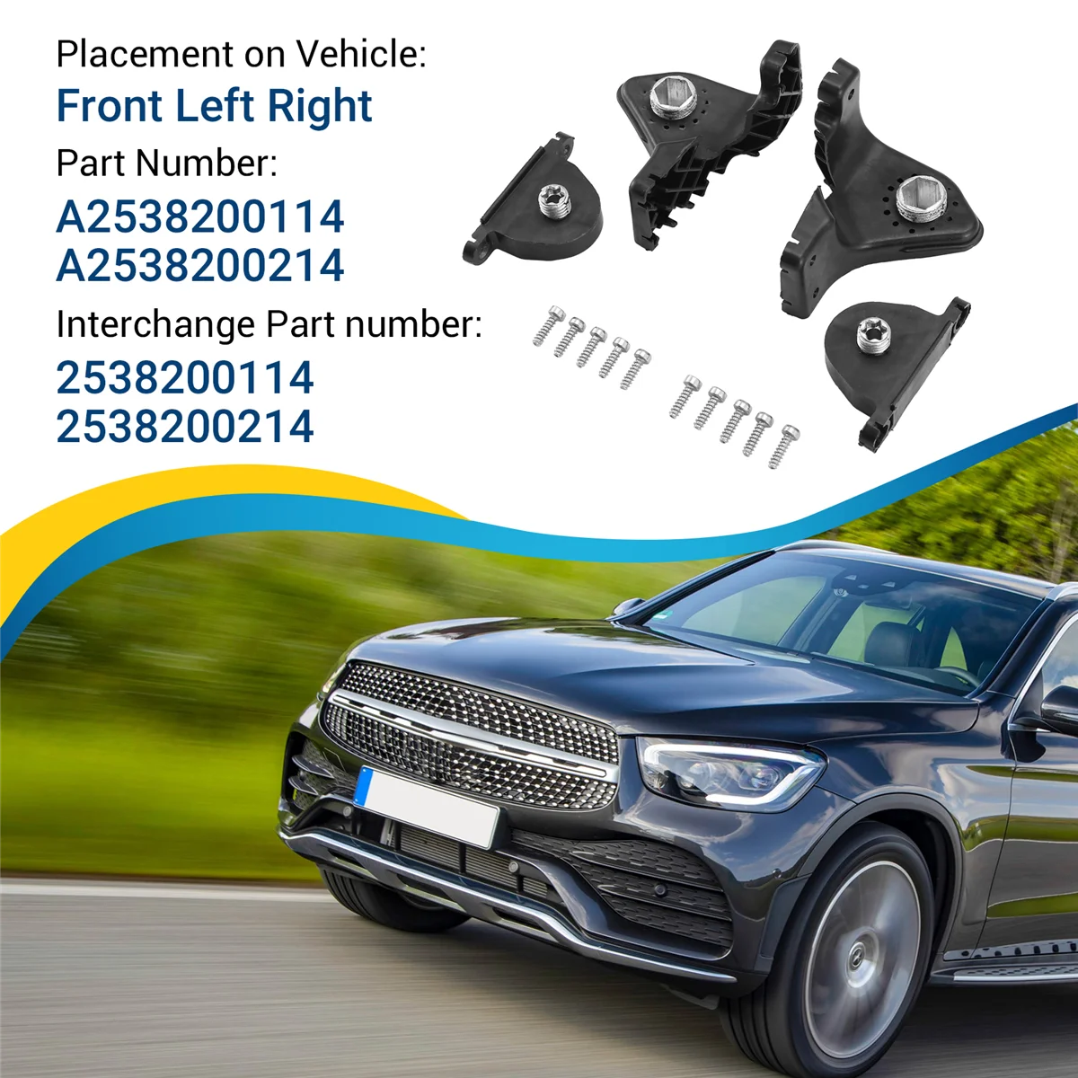 1Pair L+R Front Headlight Repair Mount RS Bracket Kits for Mercedes-Benz GLC-Class X253 2015- A2538200114 2538200214