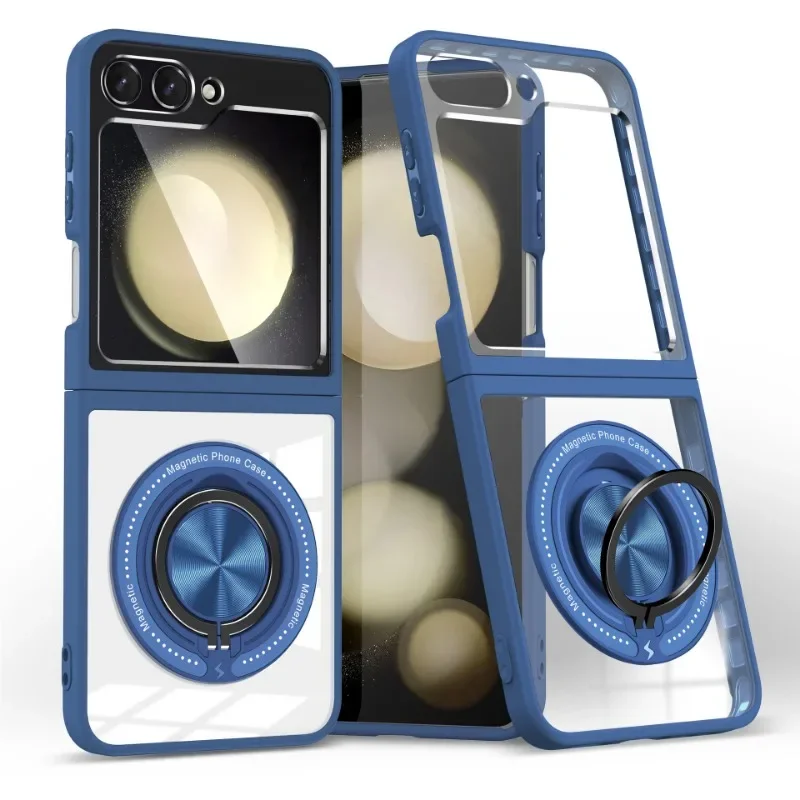 360° Magnetic Rotate Ring Holder Transparent Phone Case with Enhanced Protection