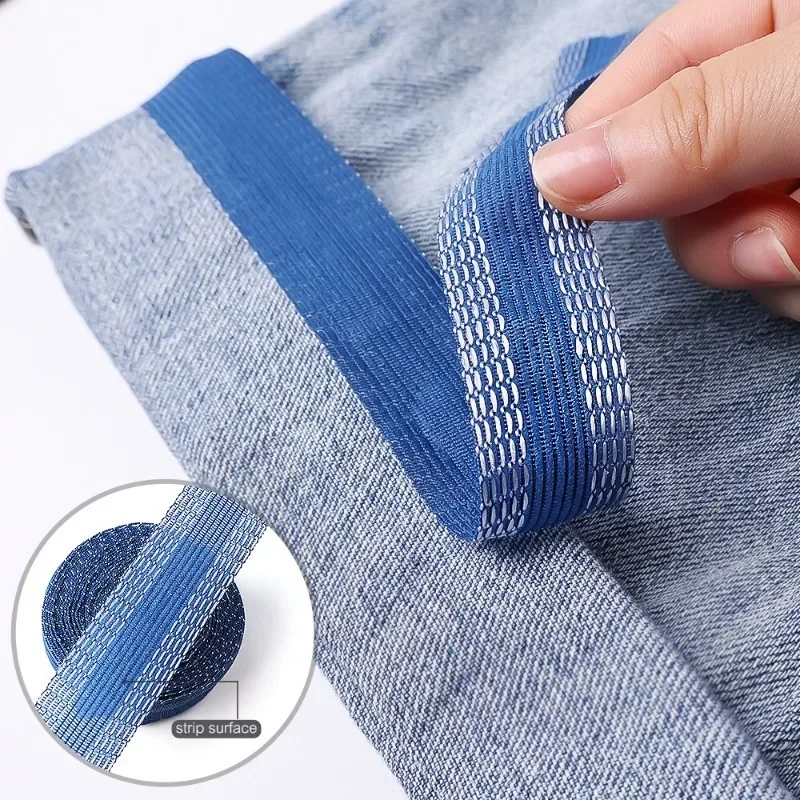 Self Adhesive Tape Self Adhesive Fabric Tape Clothing Auxiliary Fabric 5/1M Self-Adhesive Pants Edge Shorten Paste Hemming Iron On Pants For Jeans Clothes Length Shorten Tape DIY Sewing Accessories