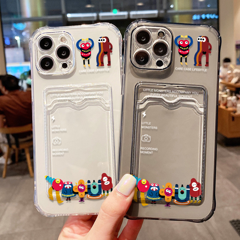 Wallet Card Holder Clear Soft Case For iPhone 16 Pro 15 13 14 12 11 Pro Max XS XR X 8 7 Plus SE2022 Transparent Card Slots Cover