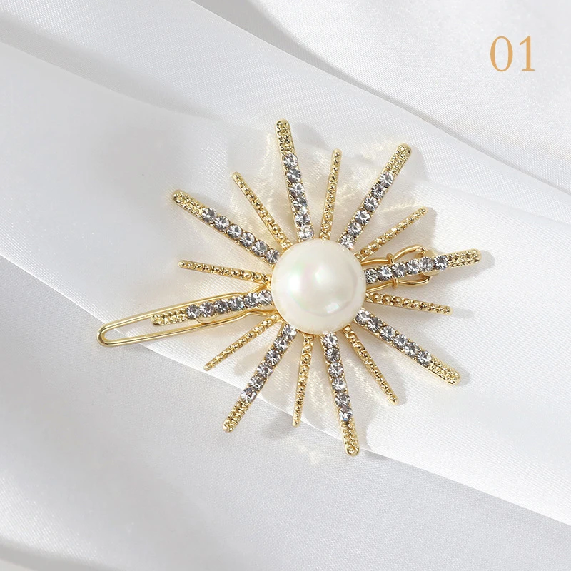 korean Women Hairpin Shiny Luxury Rhinestones Hair Accessories Silver Crystal snowflake Sweet Metal Hair Clips