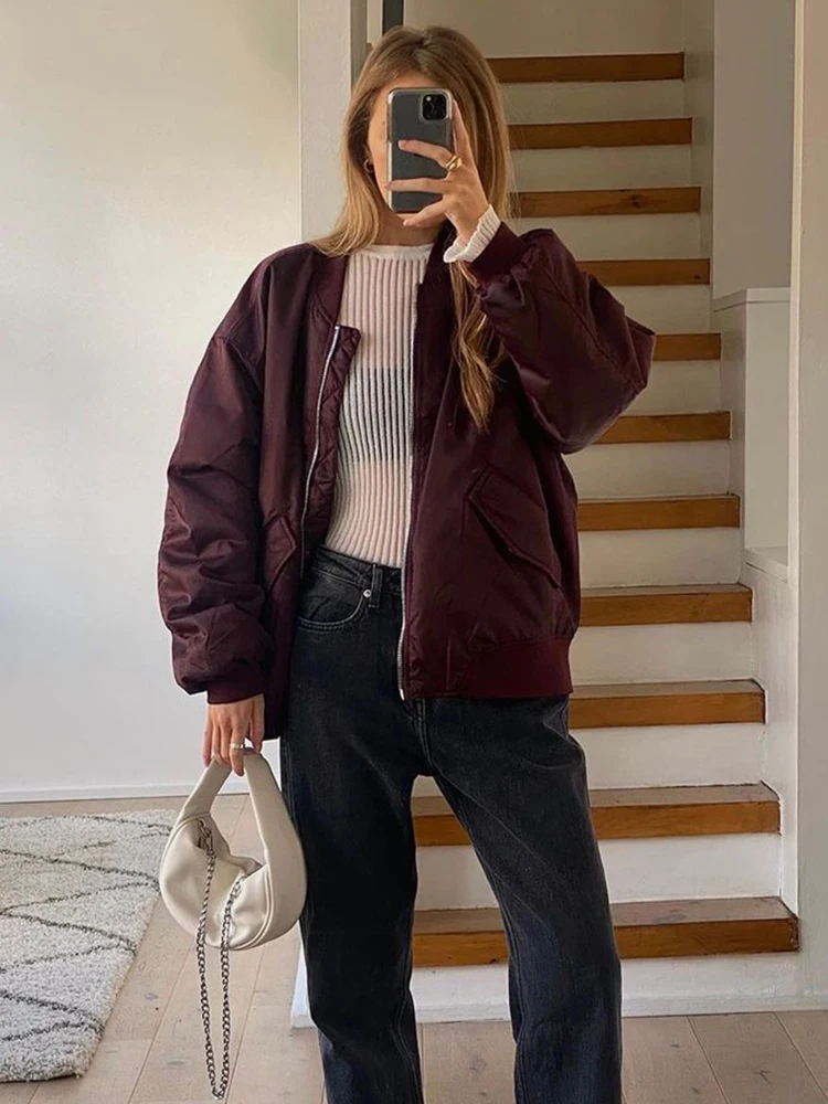 Taruxy Autumn Winter Bomber Jackets Women 2022 Street Casual Cool Style Baseball Uniform Warm Coats Women's Clothing Parkas