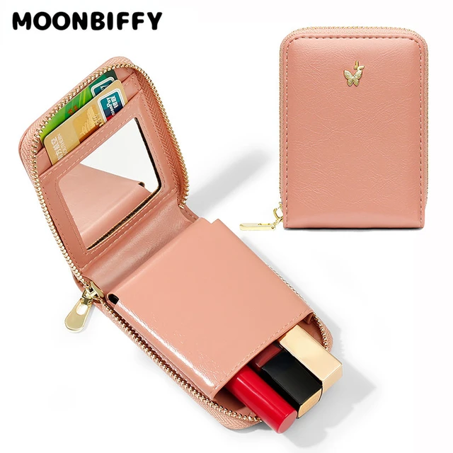 Genuine Leather Lipstick Bag for Women 2022 New Mini Portable Lipstick  Storage Bag with Mirror Fashion Cosmetic Bag Makeup Bag