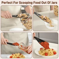 Cuillère-spatule multifonction en silicone pour ustensiles de cuisine antiadhésifs, ustensile de cuisine résistant à la chaleur avec manche en bois 4