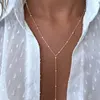 Collier bohème en forme de Y en métal doré pour femme, double laryère, long tour de cou JOStacking, bijoux fantaisie, cadeau