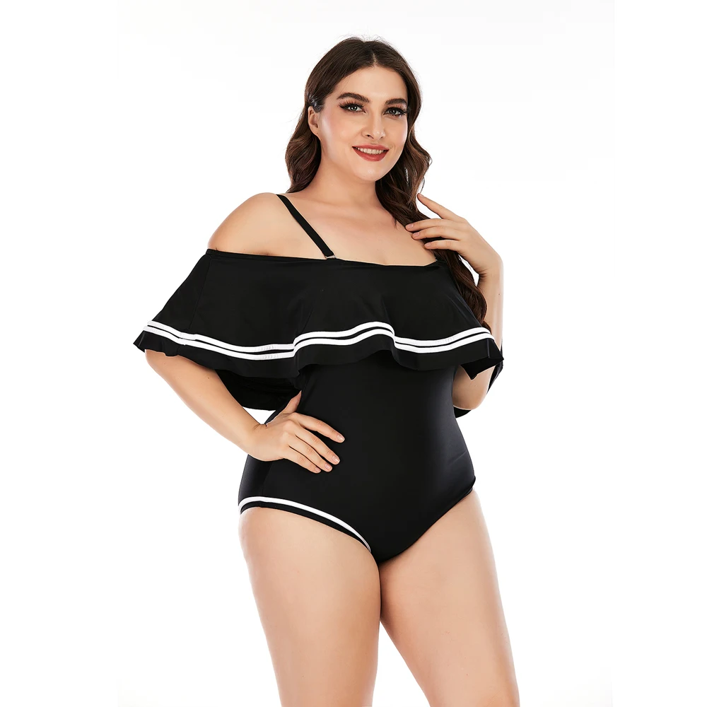 Women plus size one piece swimsuit large solid swimming bathing suits beachwear