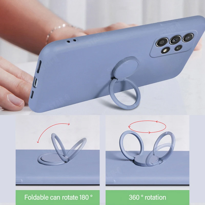 32 52 72 액체 실리콘 자동차 마그네틱 링 홀더 전화 케이스 삼성 갤럭시 A32 A52 A72 4g 5g 2021 원래 뒷면 커버