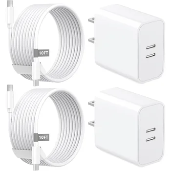 For iPhone16 Charger, 2 Pack 20W Dual Port USB C Charger with10FT USB C Charging Cord for iPhone 16/15/15 Plus/15 Pro/15 Pro Max