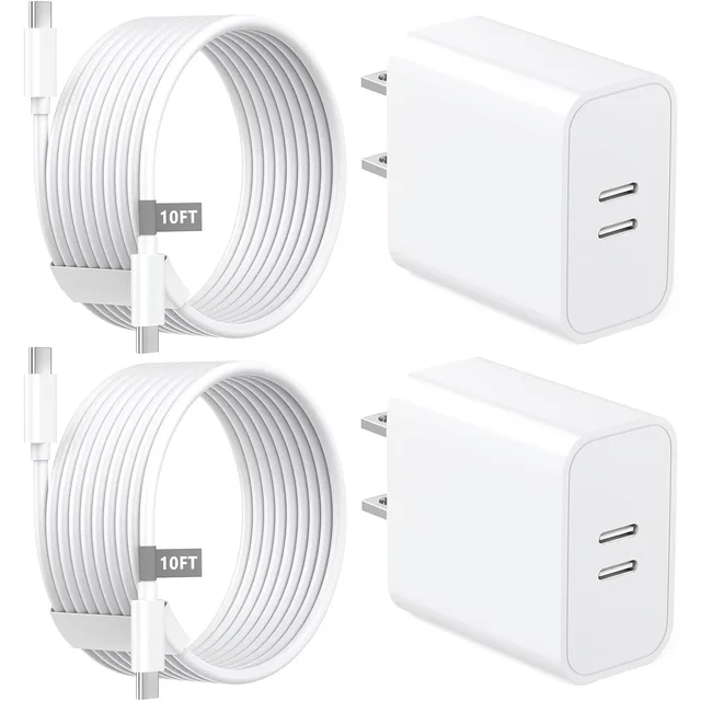 For iPhone16 Charger, 2 Pack 20W Dual Port USB C Charger with10FT USB C Charging Cord for iPhone 16/15/15 Plus/15 Pro/15 Pro Max