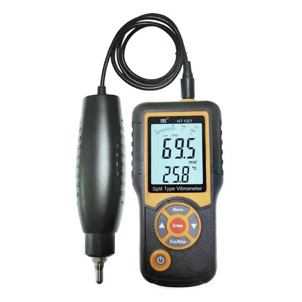 Vibration Analyzer Tester HT-1201 Portable LCD Meter Vibrometer Gauge Tester Analyzer 0.1-199.9m/s Vibration Tester Analyzer