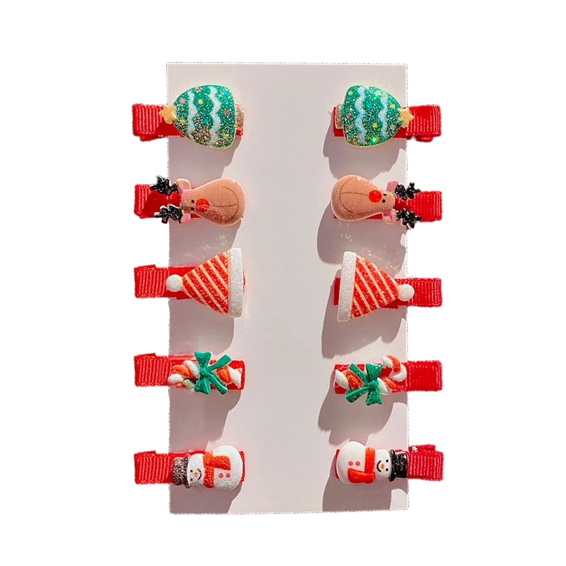 Christmas Autumn Winter Plush Clips Children Girls Heart Ultra Fairy Side Clips Knitted Hair Card Headwear Unisex Sweet Style