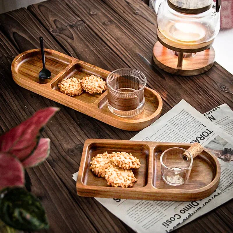 SAITO WOOD/トレイ 3020 teak grain -ランチョンマット代わりにもなる木製トレイ - スタイルストア サービングトレイ 長方形 ウォールナットトレイ 家庭用オブジェクト 朝食 パン収納トレイ コーヒーカップ収納トレイ 装飾トレイ 食品