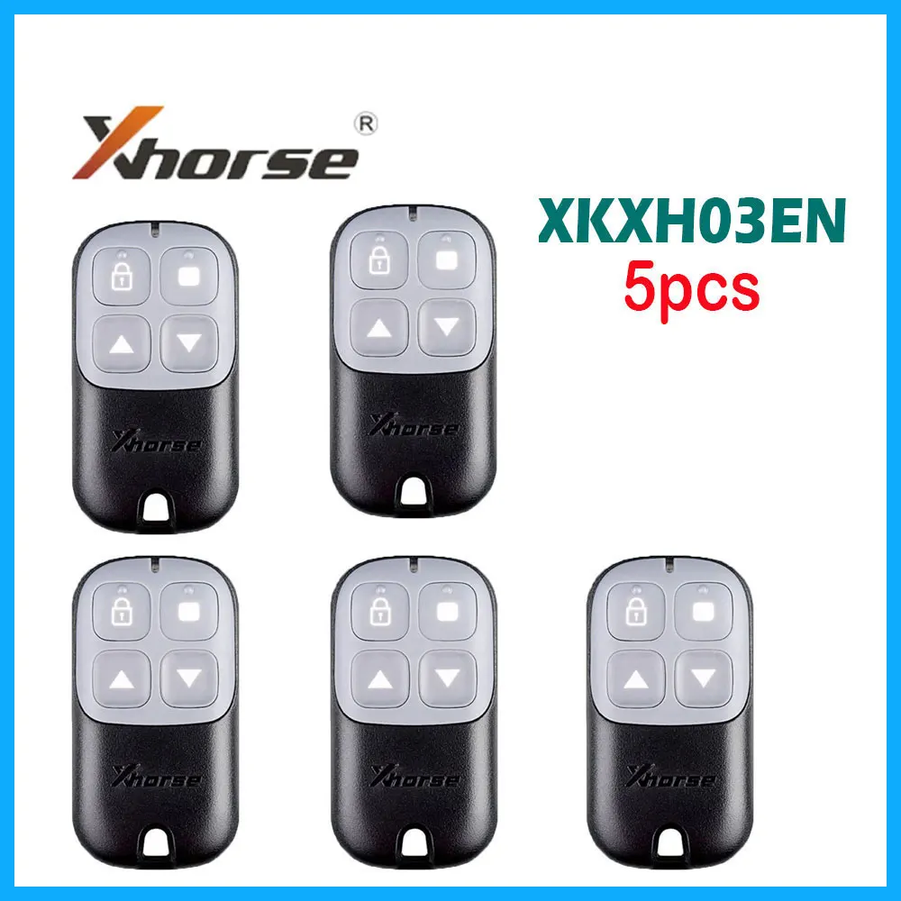 

5pcs/lot Xhorse XKXH03EN Wire Remote Key Garage Door 4 Buttons Universal Car Remote Key Black for VVDI KEY Tool English Version