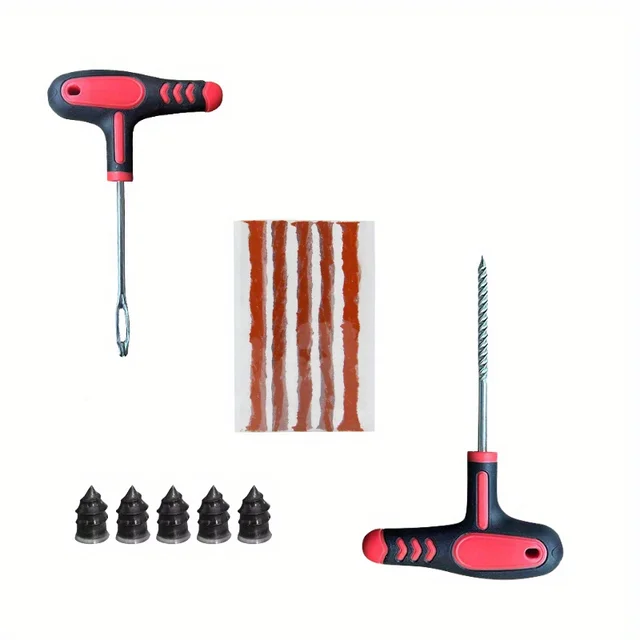 Car Tire Repair Tool Tire Repair Kit Studding Tool Set Auto Bike Tubeless Tire Tyre Puncture Plug Garage Tools with Rubber Strip 3