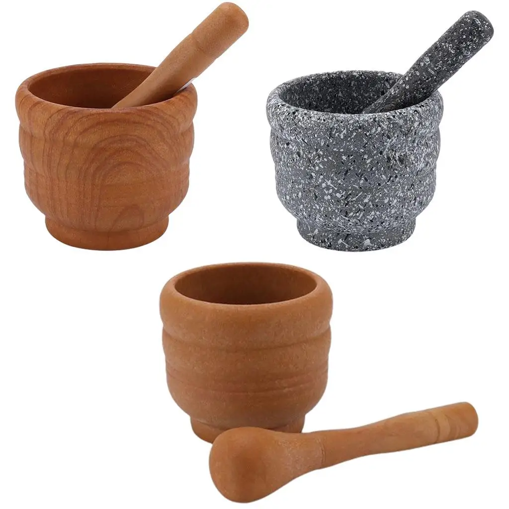 Mortar and Pestle Set Guacamole Bowl - Natural Stone Grinder for Spices,
