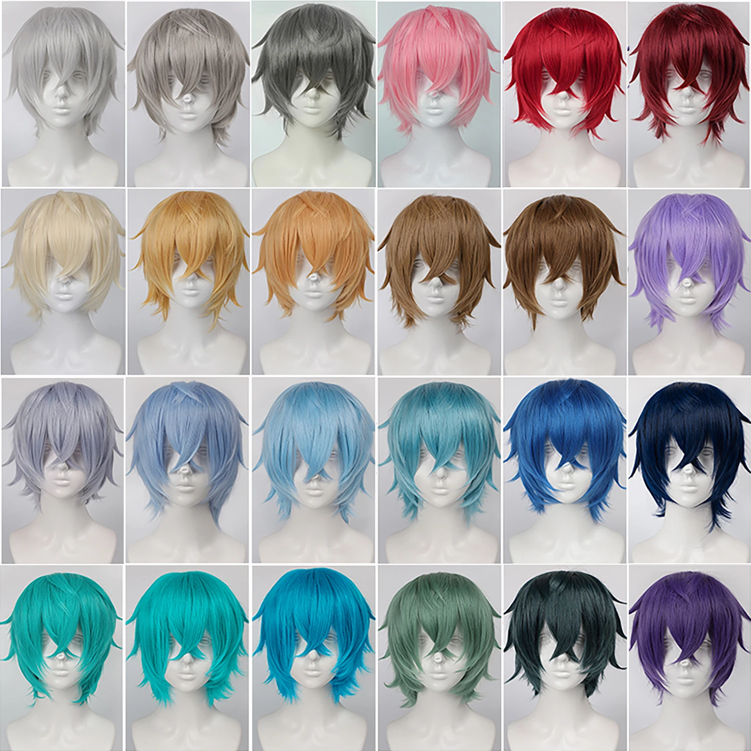 Short Straight Cosplay Synthetic Wig 14 Inch Bangs Universal Cosplay Wigs Daily Handmade Animation Games Short Hair Hal
