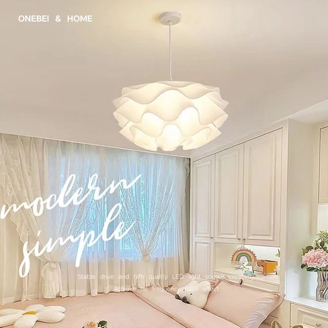 Lámpara LED nórdica moderna, luz de techo de flores acrílicas para sala de estar, dormitorio, comedor, iluminación interior de ahorro de energía blanca cálida