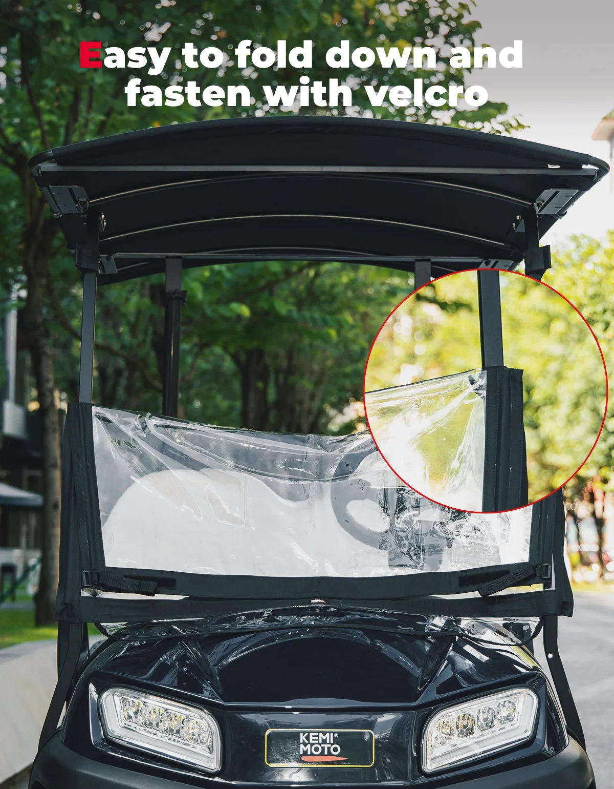 KEMIMOTO Foldable Golf Cart Windshield for Club Car DS Tempo Precedent Portable Lightweight PVC 600D Front Windscreen