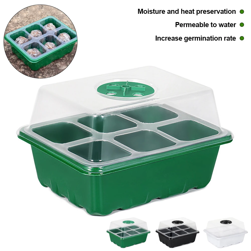 6/12Holes Seedling Trays Seed Starter Tray Adjustable Ventilation Humidity Seedlings Germination Tray For Seeds Growing Starting seed starter tray seedling tray