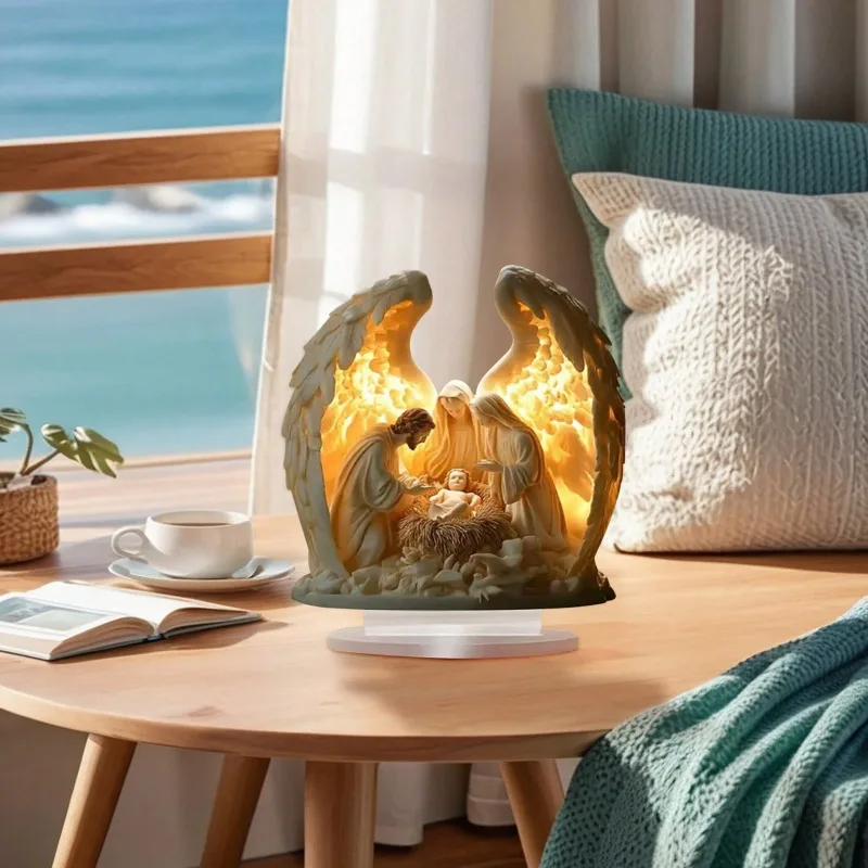 Elegant 2D Christian-Themed Acrylic Desktop Decor - Flat Panel Display Stand for Home/Office, Christmas Gift &Inspirational Sign