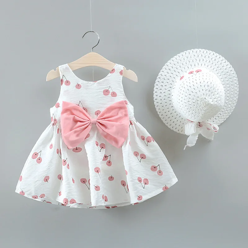 cutest baby dresses New Fashion Baby Girl Dresses Princess Clothing Cute 2pcs Set Party Cotton Flower  Children  Bow Hat Sleeveless Sweet baby dresses Dresses