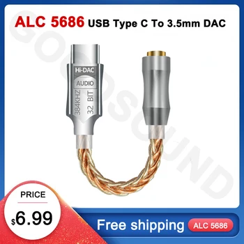 ALC5686 USB C타입 DAC 이어폰 앰프 헤드폰 앰프 디지털 디코더, AUX 오디오 케이블 OTG 어댑터 컨버터, 안드로이드, 3.5mm