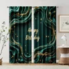 2pcs, Curtain Fabric 2D print Emerald Green & Golden Happy Birthday Machine Washable Fabric (without rod) Room Decor for Bedroom 2