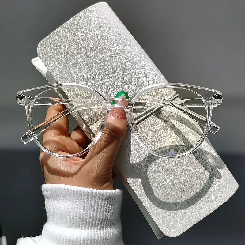 Transparent Computer Glasses Frame Women Men Round Eyewear Blocking Glasses Optical Spectacle Eyeglass