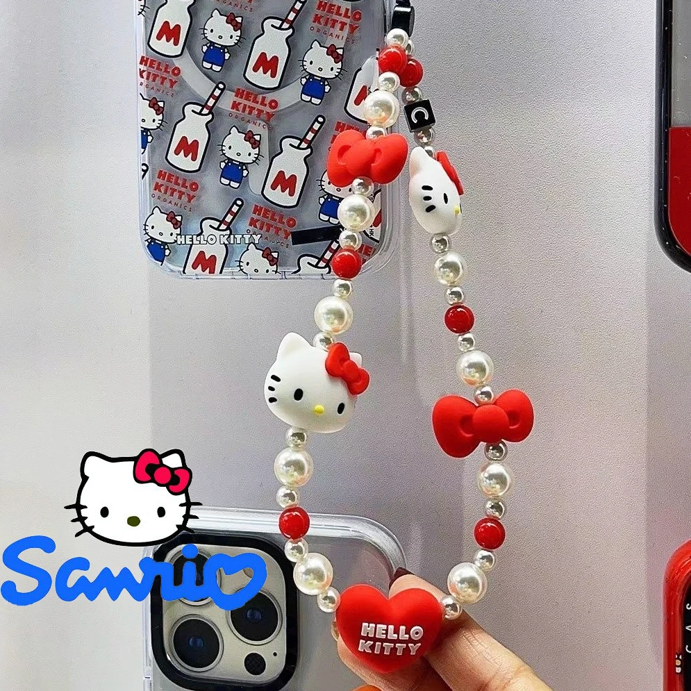 

Hello Kitty Mobile Phone Straps Sanrio Pendant Creative Cute Cartoon Lanyard Phone Case Accessories Chain Phone Wrist Strap