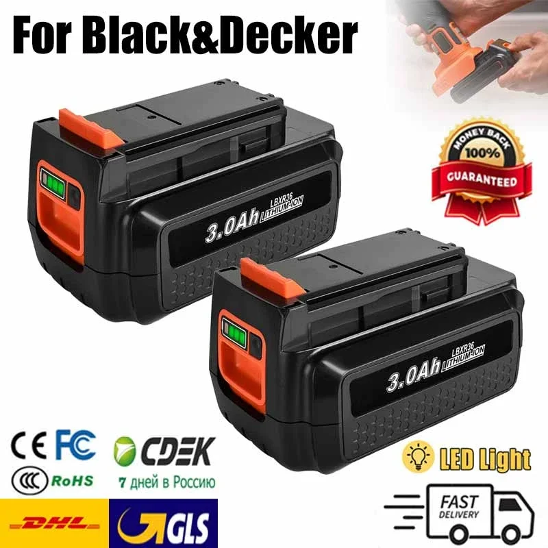 For Black&Decker 36v/40V 3000mAh Li-ion Rechargeable Power Tool Battery ...