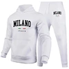 Men's Luxury Hoodie Set Milano Print Sweatshirt Sweatpant for Male Hooded Tops Jogging Trousers Suit Casual Streetwear Tracksuit 2
