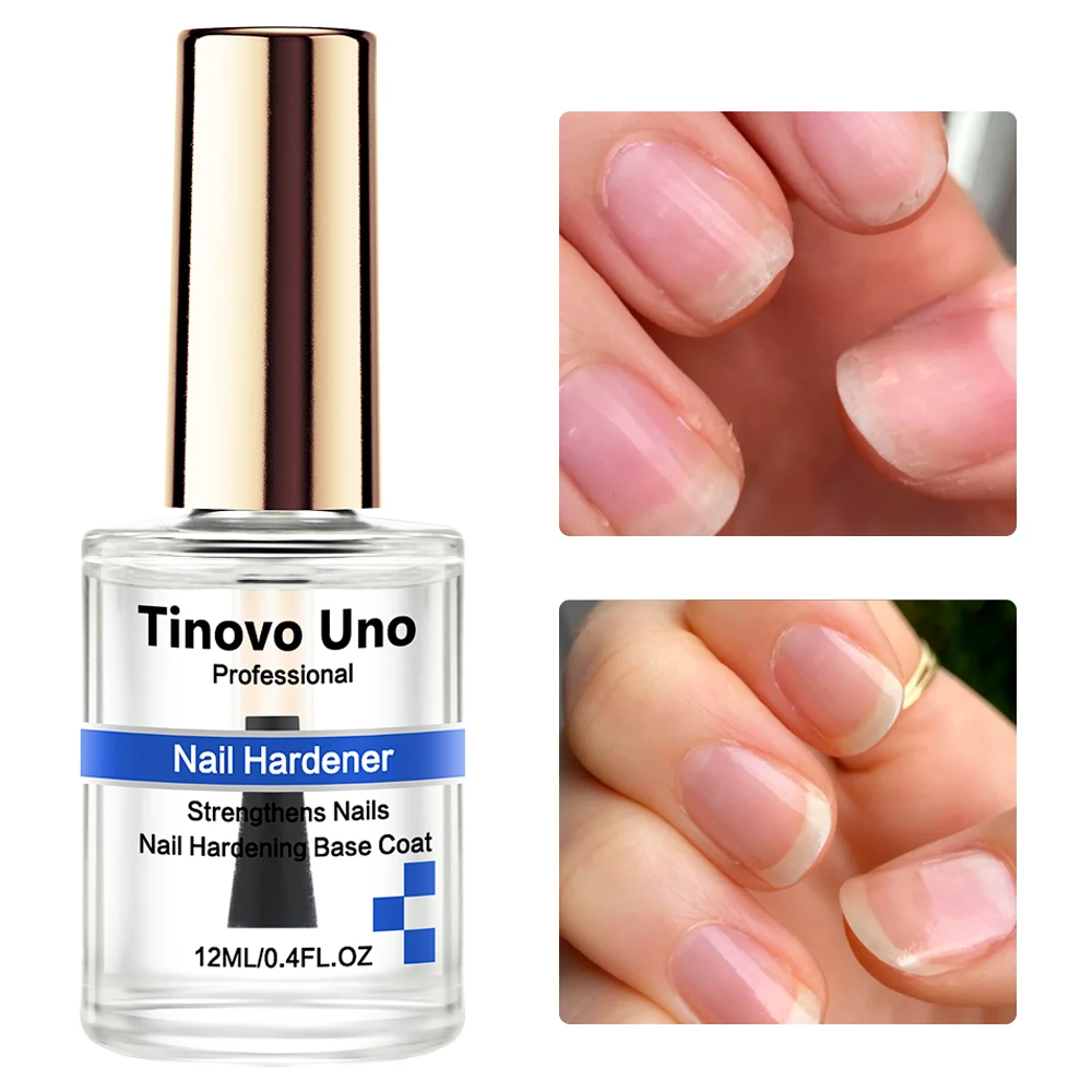 Tinovo Uno 12ml Nail Hardener Advanced Formula Strengthener Nail Growth System Base Coat Air Dry Clear Nail Lacquer Polish Care 6