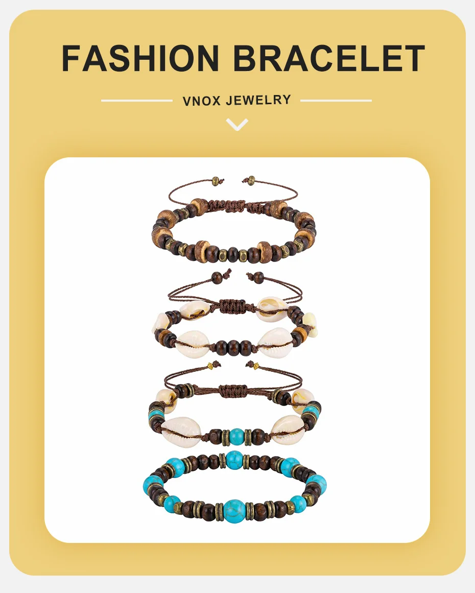 Kaurimuschel Surfer-Armband-Set für Männer, Muschel-Sommer-Boho-Stapelarmband, Verstellbares Armband, Strand-Sommer-Urlaubsschmuck-Geschenk – Detail 1