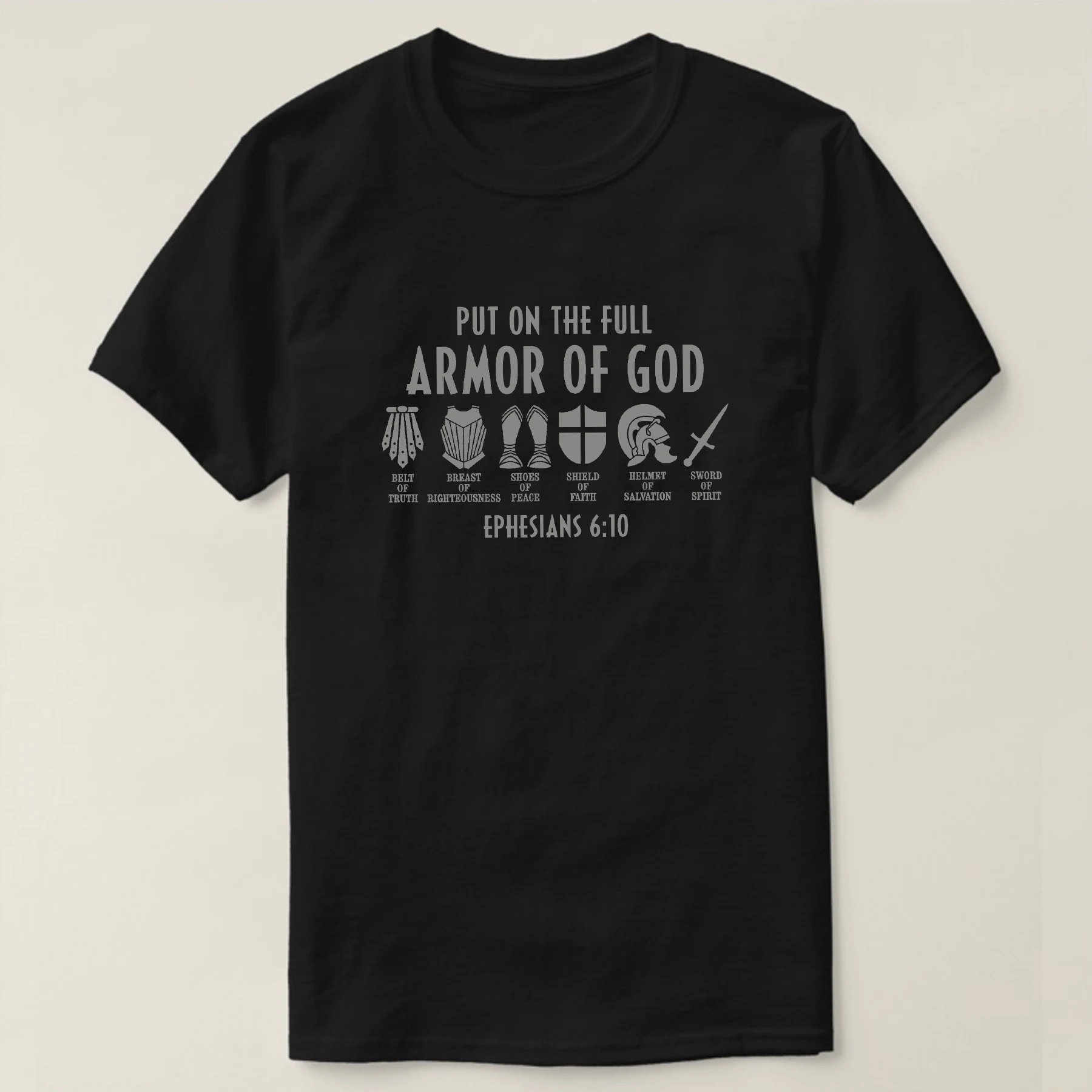 

Knight Put on The Full Armor of God Religious Christian Gift T-Shirt 100% Cotton O-Neck Summer Short Sleeve Casual Mens T-shirt