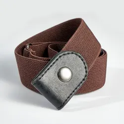 Buckle-Free Elastic Waist Belt for Women and Girls - No Bulge, No Hassle (Brown)