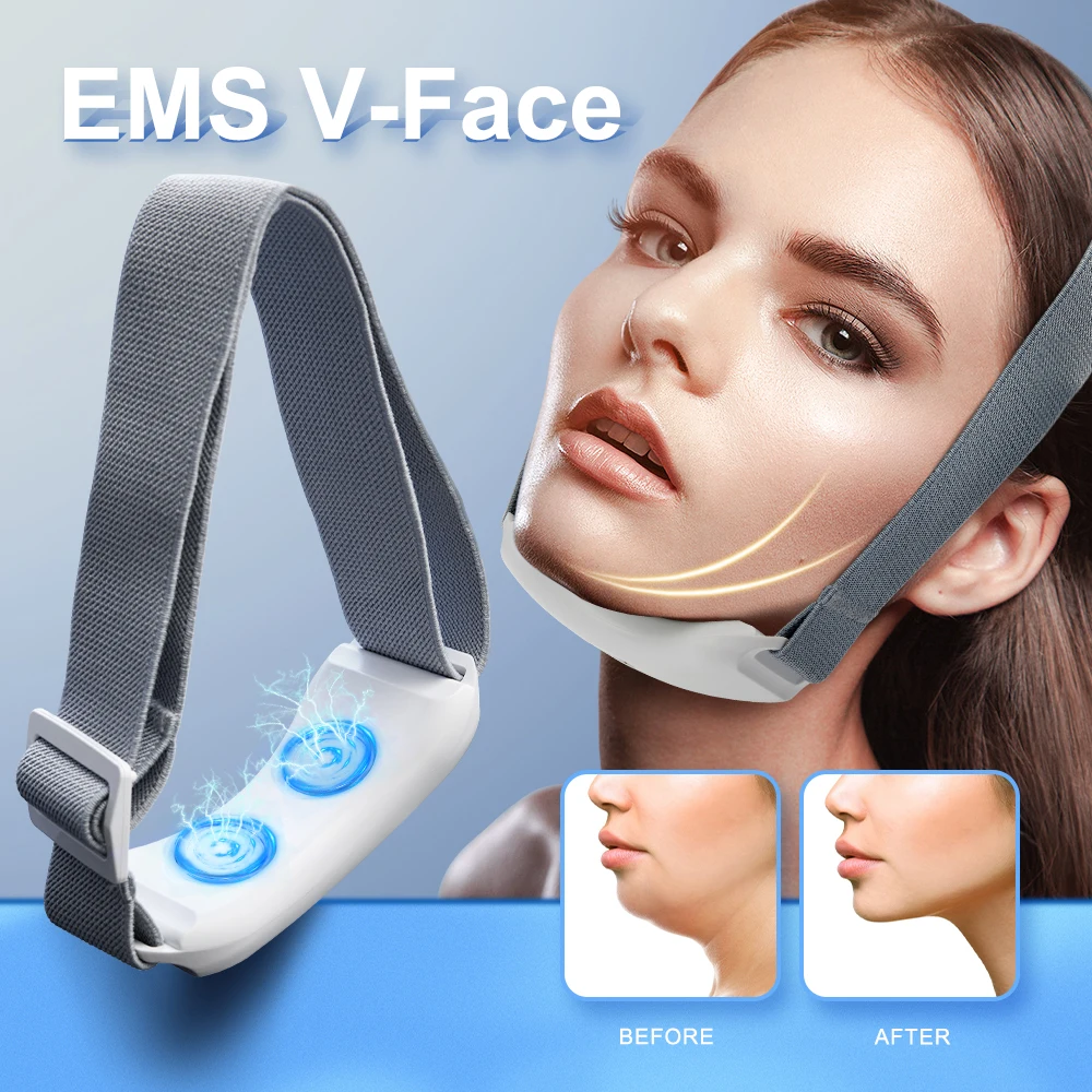 EMS V-Face Double Chin Reducer Face Massager Face Shape Facial Lifting Slimming Microcurrent Beauty Device Skin Tightening facial massager face slimming massager face slimming strap makeup face lift tools facial exerciser
