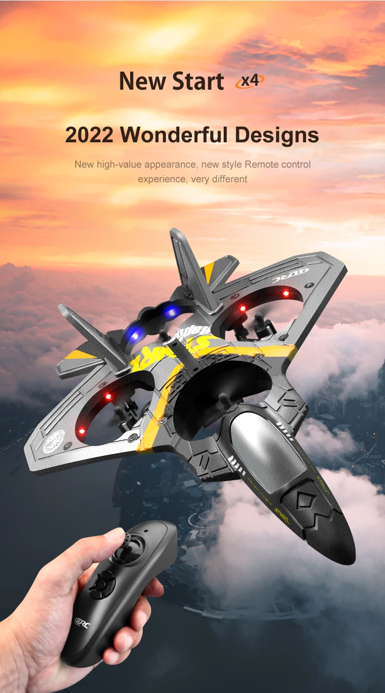 Avion De Chasse Radiocommandé EPP - 38cm, Télécommande 2.4GHz, LED, Pour Débutants Et Enfants