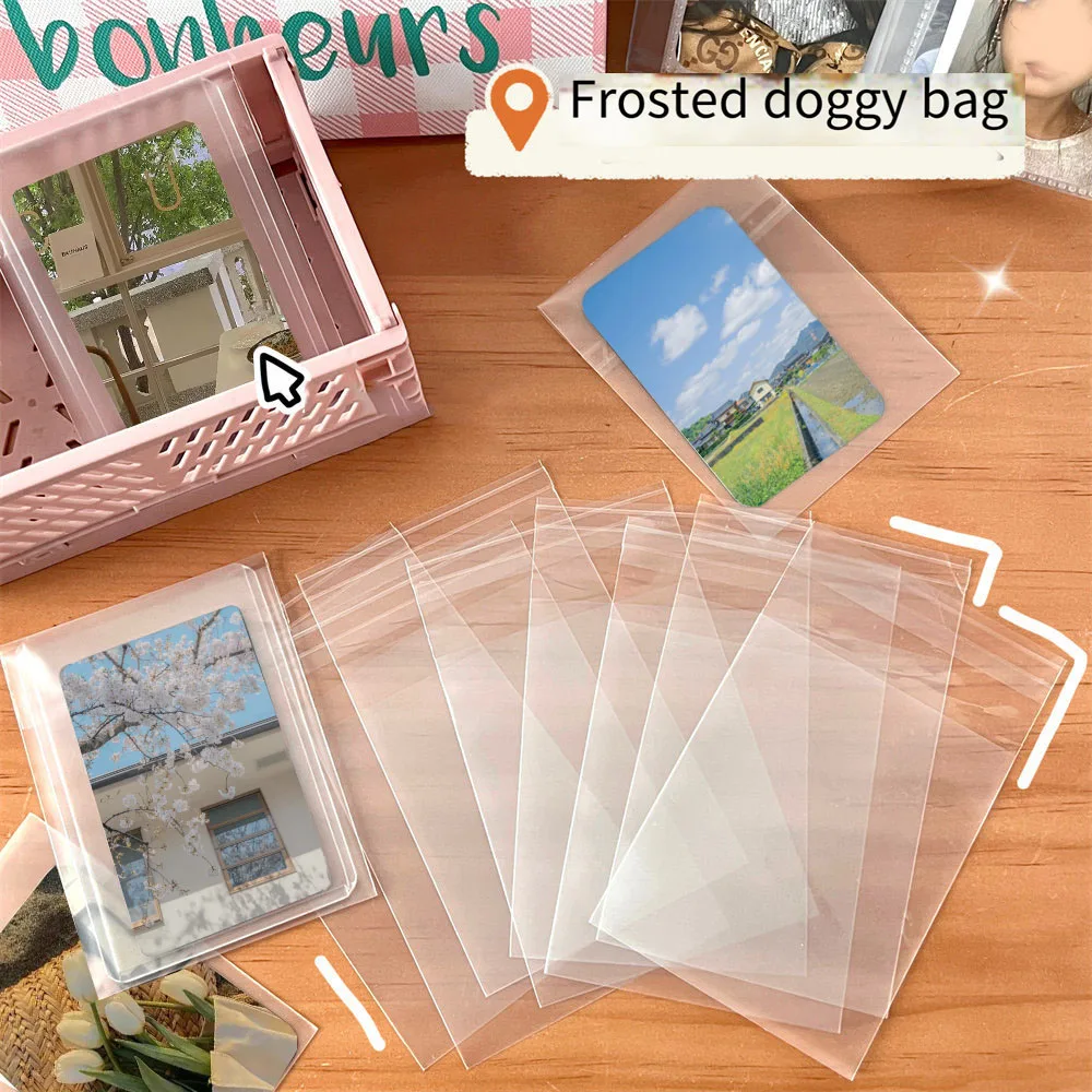 100pcs Clear Self Sealing Bag Kpop Photocard Protector Frosted Card Sleeve Idol Photo Cards Protective Case 13x8cm Practical New