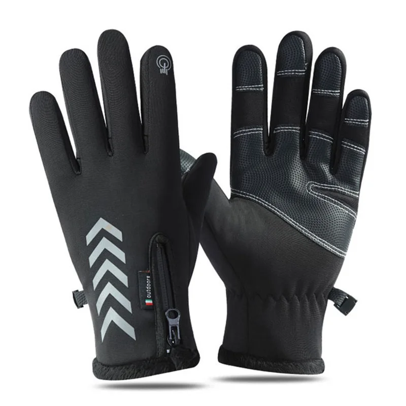 Motorcycle gloves Sports gloves Cycling gloves Winter gloves Touch Screen Zipper Fleece Warm Autumn and Winter Windproof and Waterproof Men's Motorcycle Cyclists Gloves