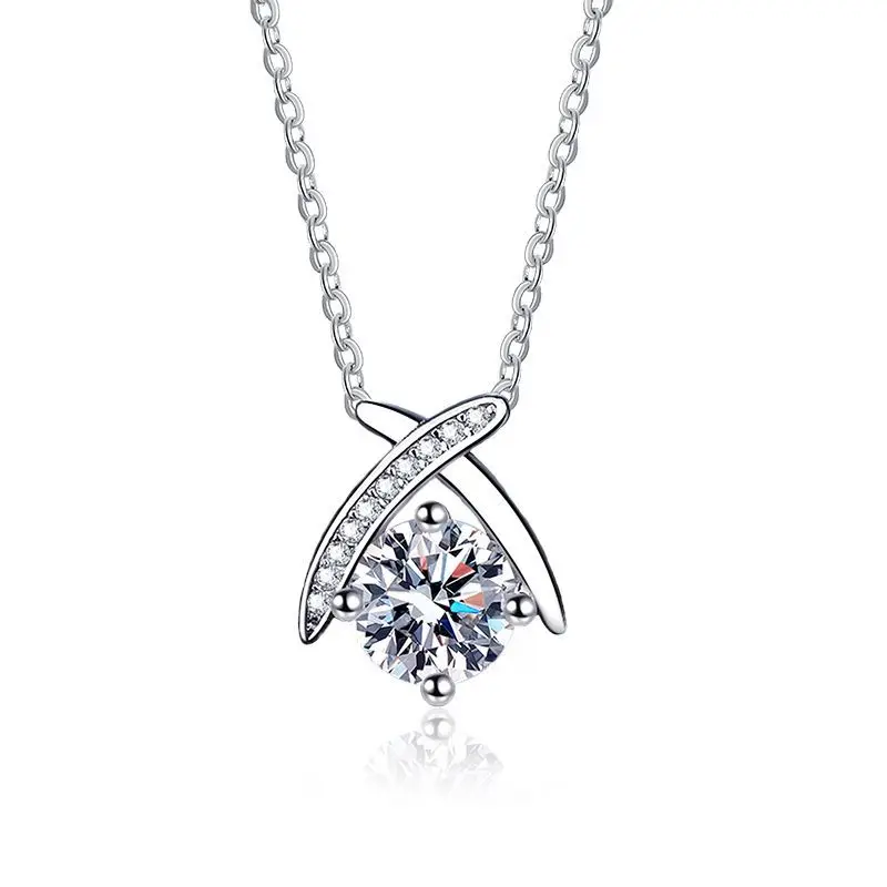 

New Luxury s925 Sterling Silver Platinum PT950 D color VVS1 Diamond Pendant 1 Carat Moissanite Necklace For Women Jewelry Gift