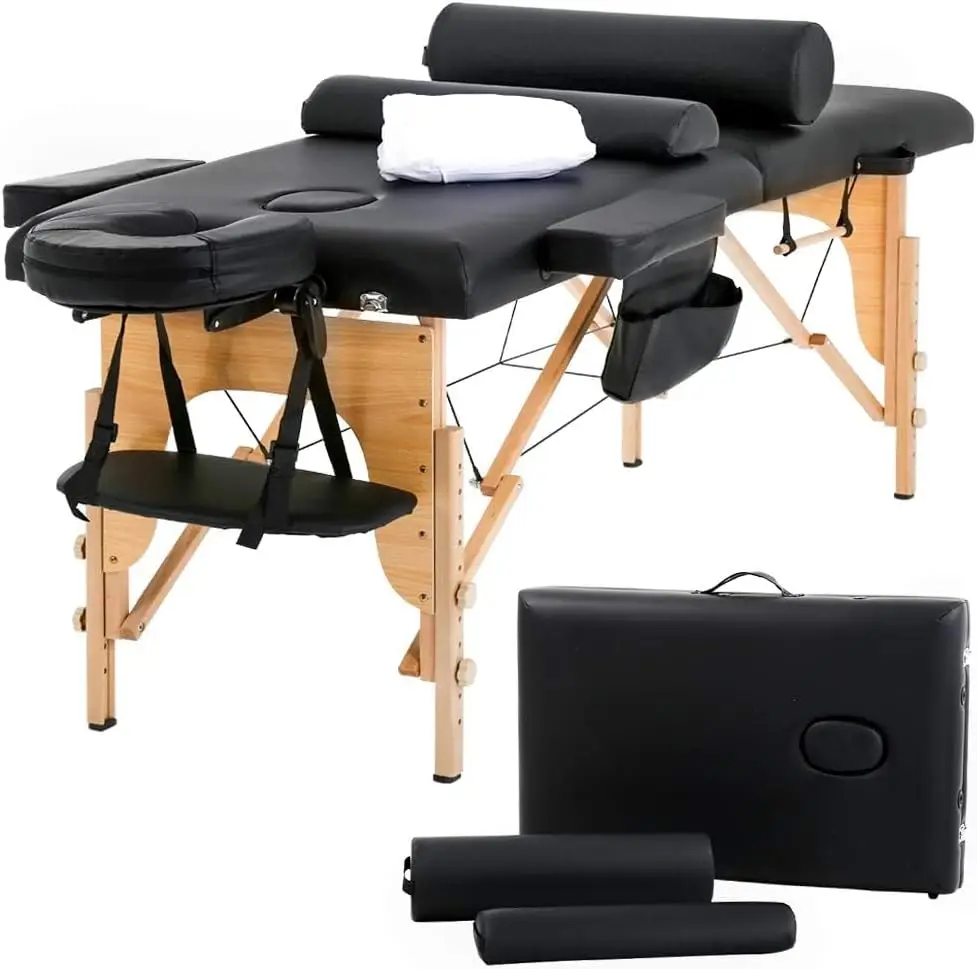 Description Picture 2 of itemTable Massage Bed Spa Bed 73 inch Long Height Adjustable Portable 2 Folding Massage Salon Table W/Sheet Cradle Bolsters