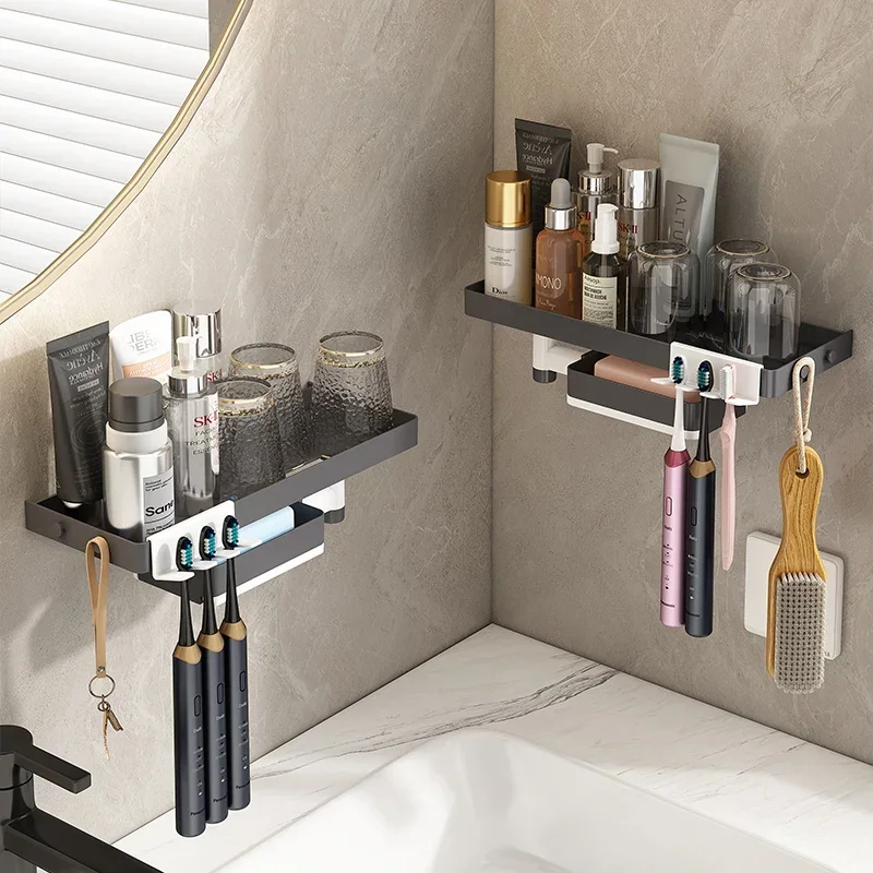 ~Toothbrush Rack Punch-Free Toilet Cup Storage Cup Holder Tooth Mug Electric Toothbrush Holder Wall-Mounted
